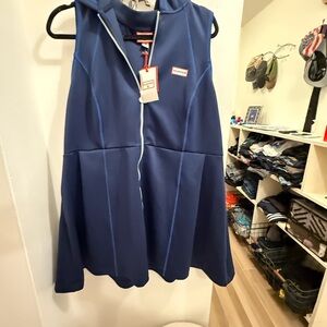 Hunter Blue Hooded Zip-Up Dress